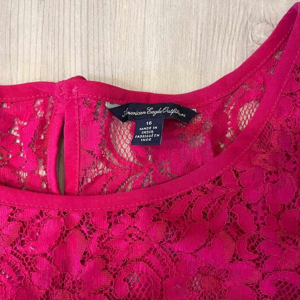 American Eagle Pink Sleeveless Dress with Lace Detail - Picture 4 of 7